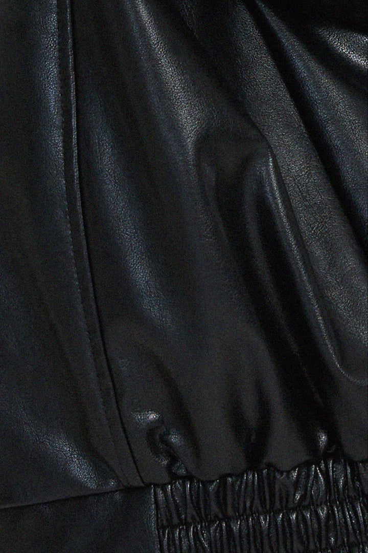LEATHER JACKET | OVERSIZED PU DESIGN WITH WIDE COLLAR