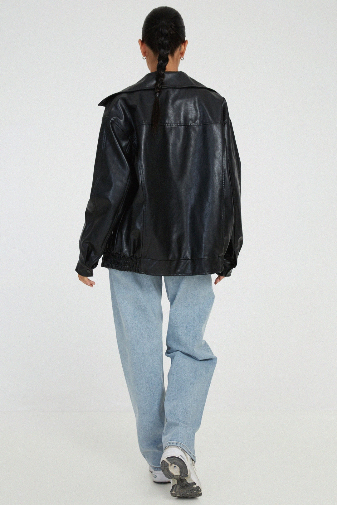 LEATHER JACKET | OVERSIZED PU DESIGN WITH WIDE COLLAR