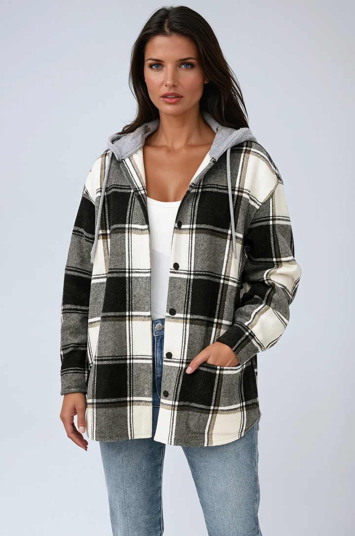PLAID JACKET | HOODED OVERSIZED COAT