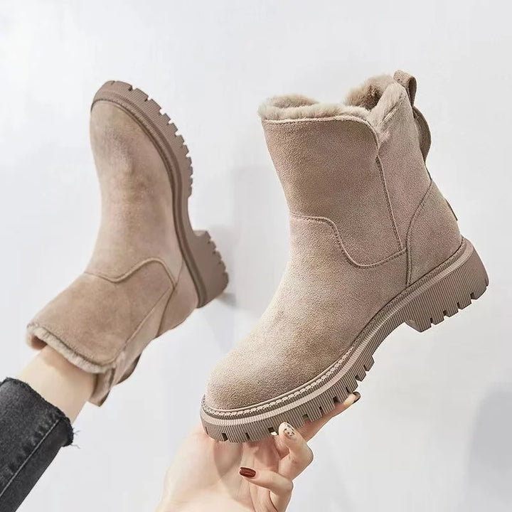 ANKLE BOOTS | WARM FUR LINED WINTER BOOTIES WITH ZIPPER