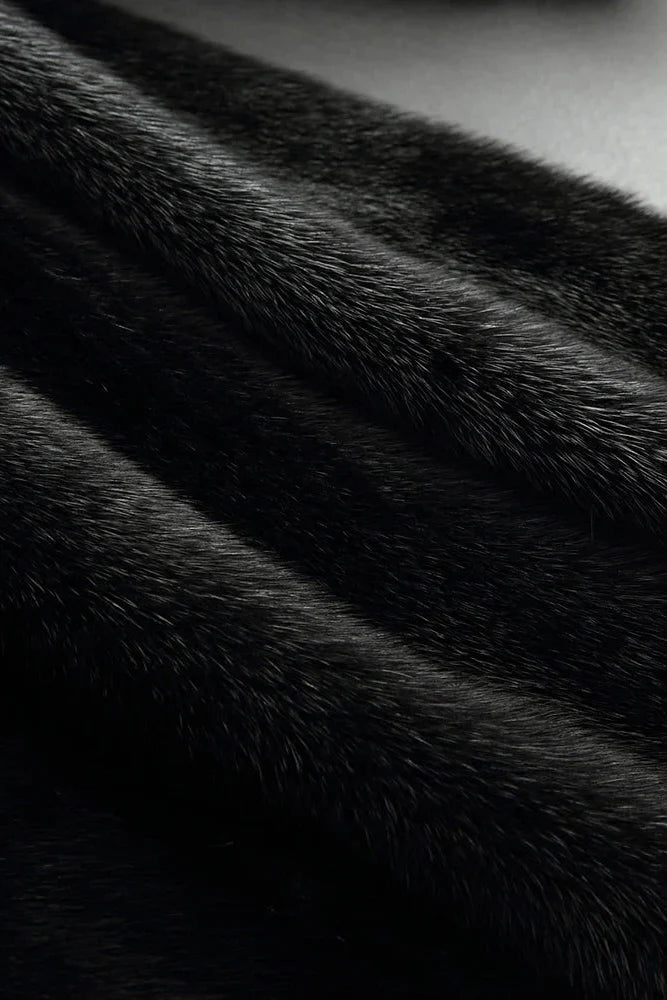 WOMEN’S BLACK FUR COAT | HOODED LONG OUTERWEAR