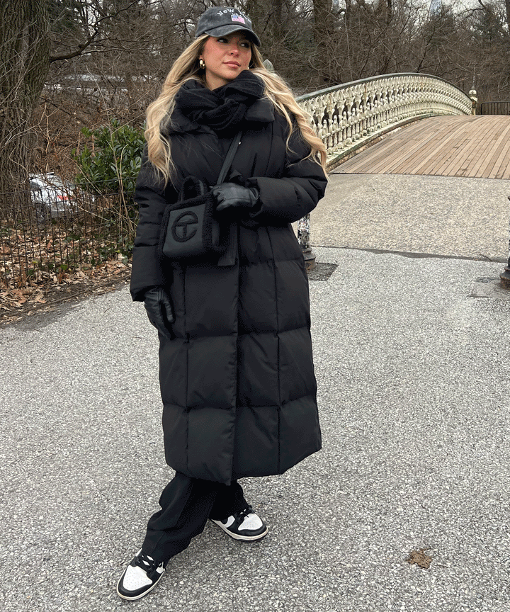 WOMEN’S LONG PUFFER COAT | BLACK MAXI BELTED WINTER JACKET