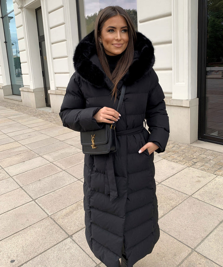 PUFFER COAT | LONG MAXI WINTER JACKET WITH FUR HOOD