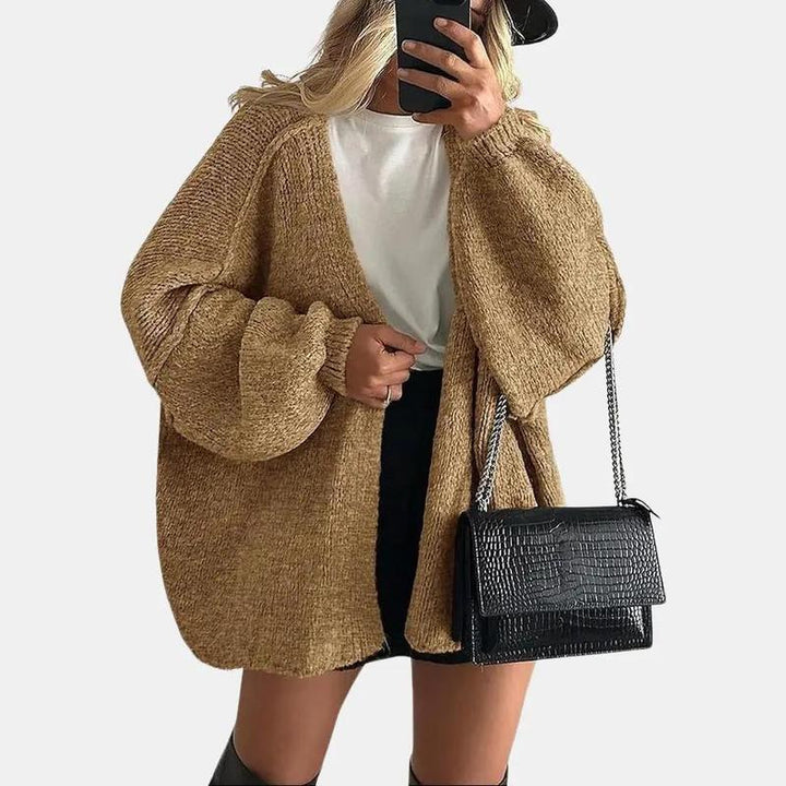 VERONIKA™ - Oversized Fit Lantern Sleeve Autumn Knit Cardigan