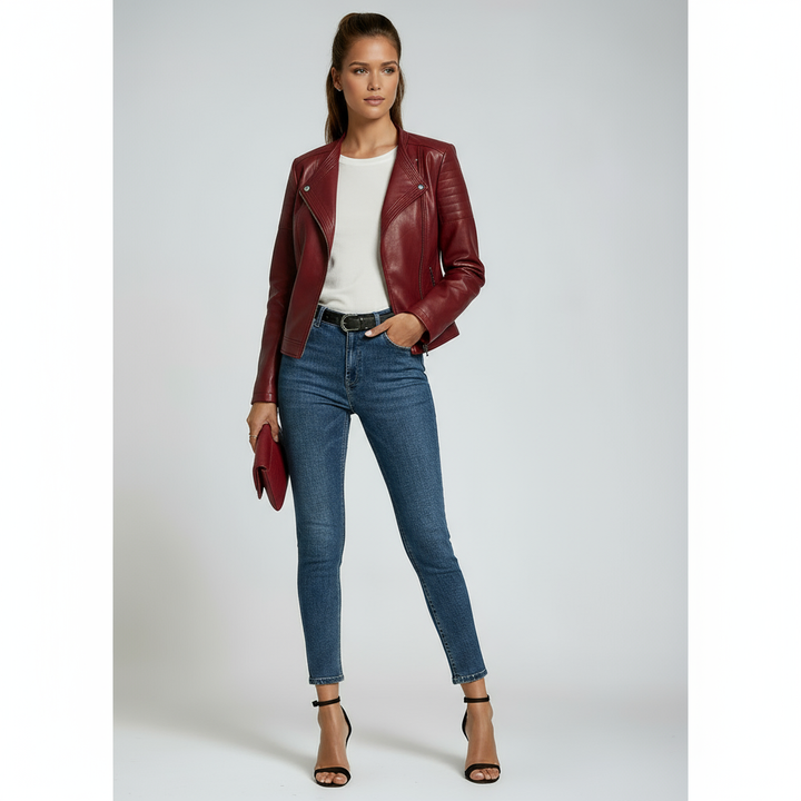 LEATHER JACKET WOMEN | CLASSIC FITTED BIKER STYLE