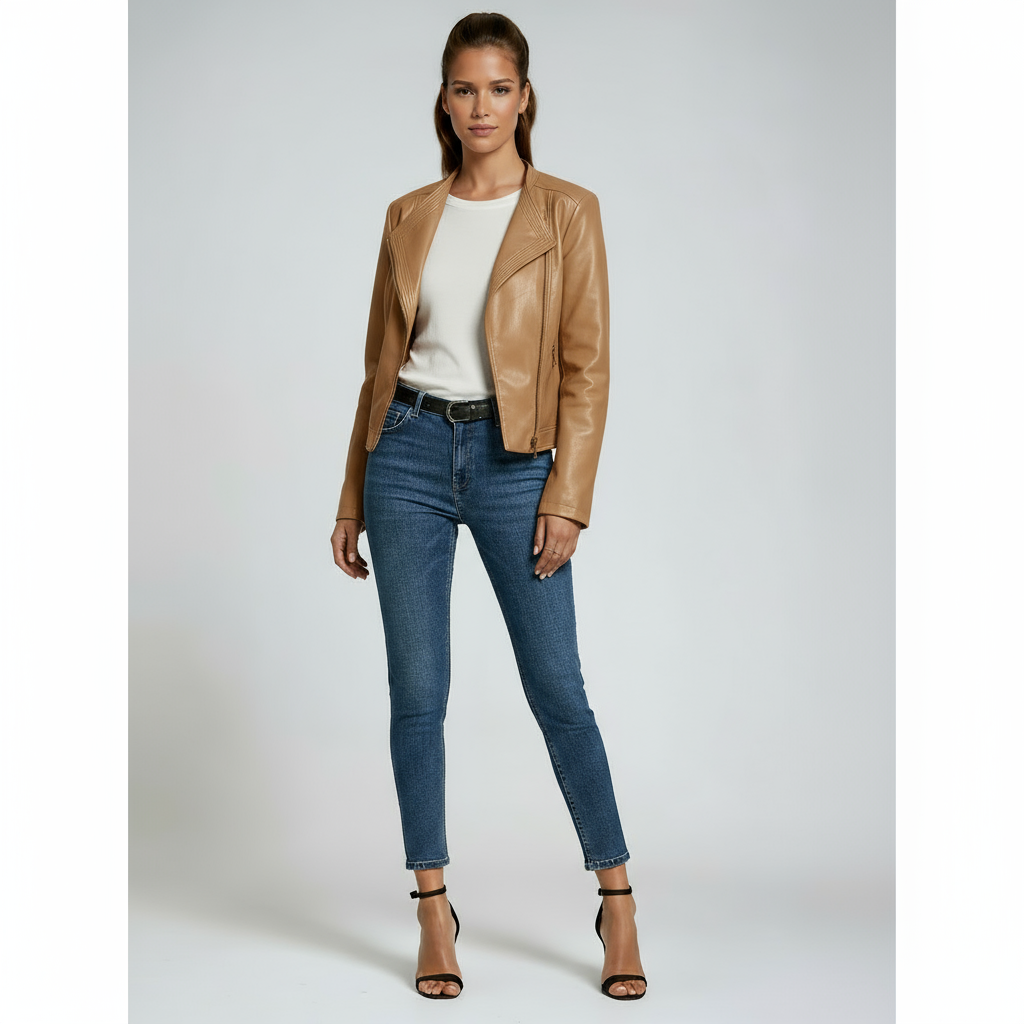LEATHER JACKET WOMEN | CLASSIC FITTED BIKER STYLE