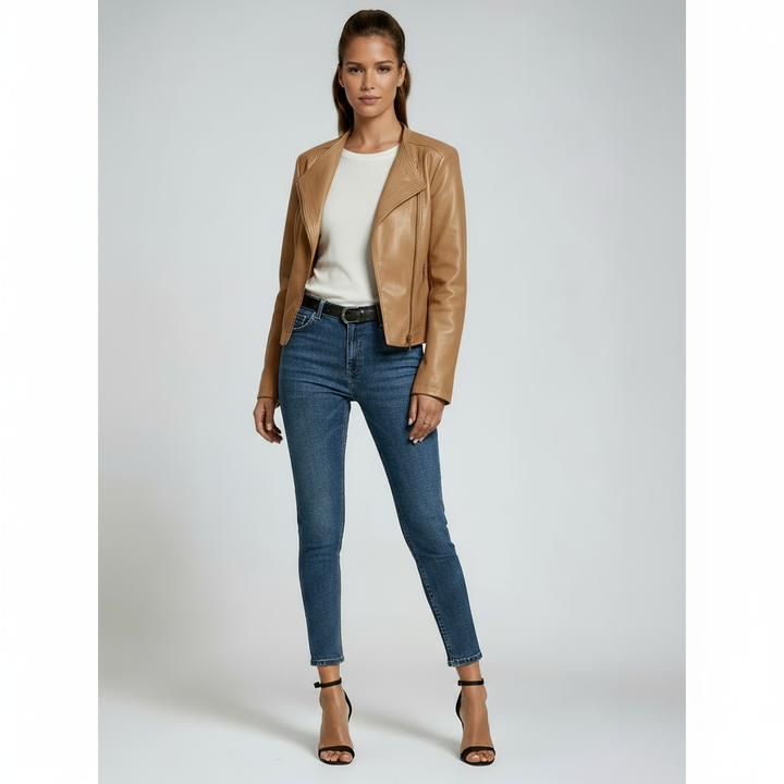 LEATHER JACKET WOMEN | CLASSIC FITTED BIKER STYLE