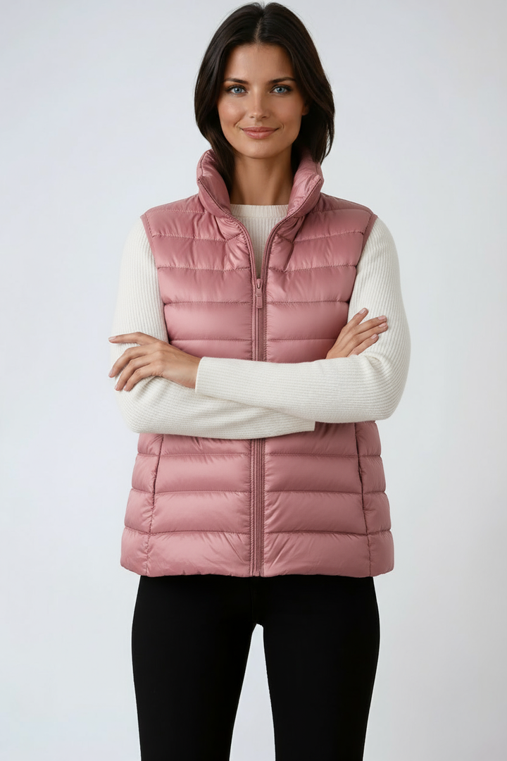 PUFFER GILET – SLEEVELESS HIGH COLLAR
