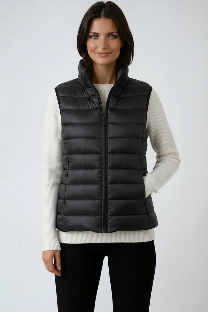 PUFFER GILET – SLEEVELESS HIGH COLLAR